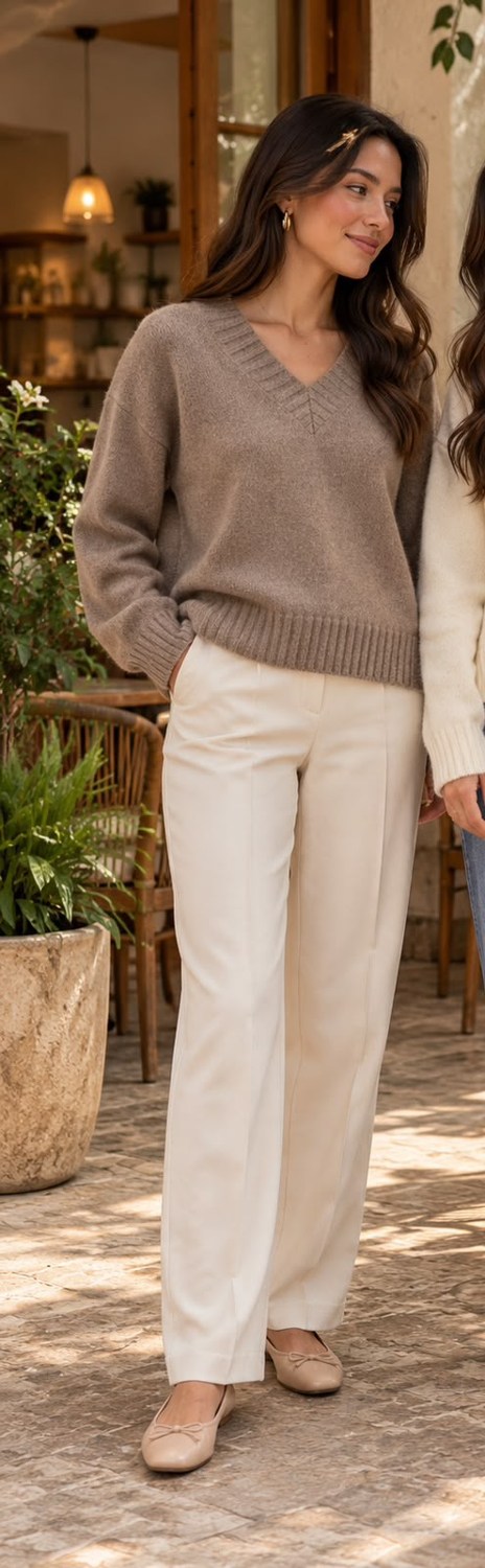 Korean Style — Suéter Cuello V taupe